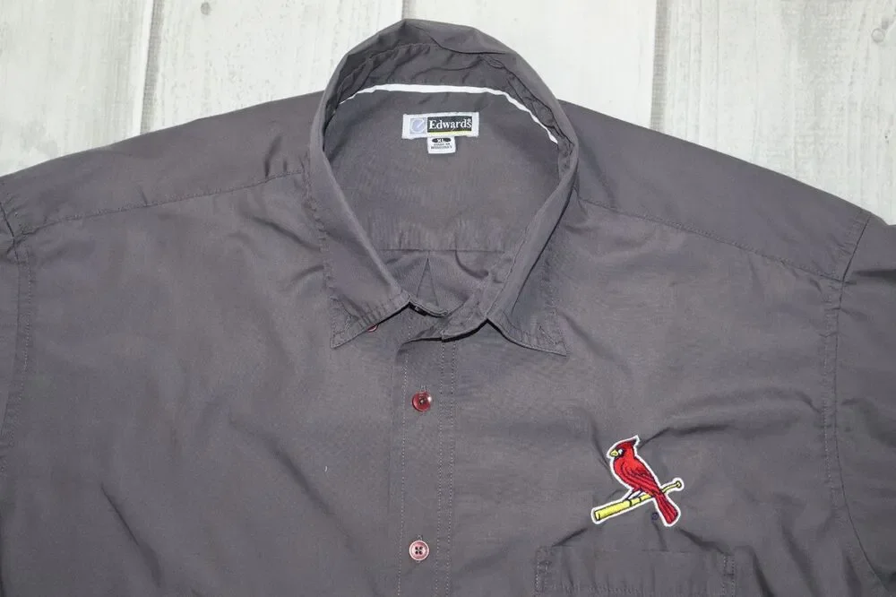 Edwards Garments Cardinals Baseball Men's XL Casual Short Sleeve Button Up Shirt